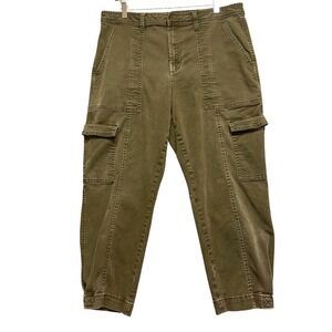 Banana‎ Republic Womens 14 Olive Green Cargo Utility Pants Cropped Cotton Blend